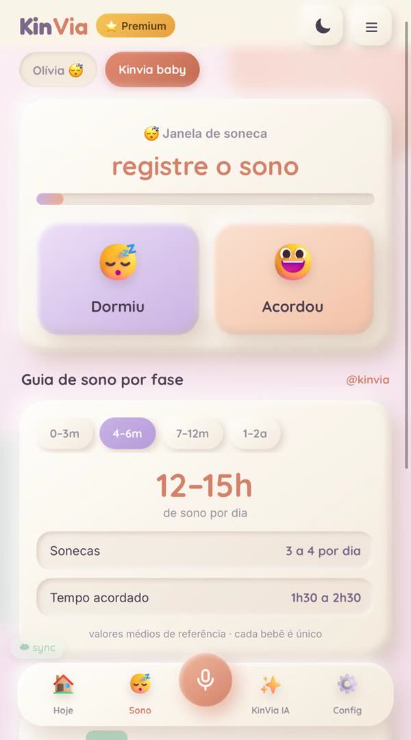 Janela de soneca no app Kinvia
